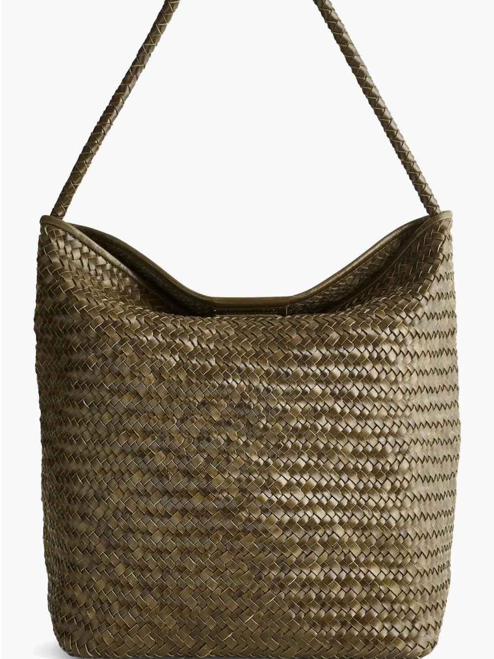 Madewell Woven Leather Hobo Bag in Olive